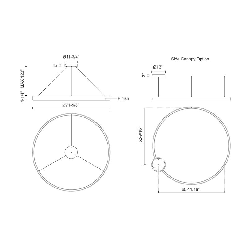 Brushed Nickel 72" Circular LED Pendant Light