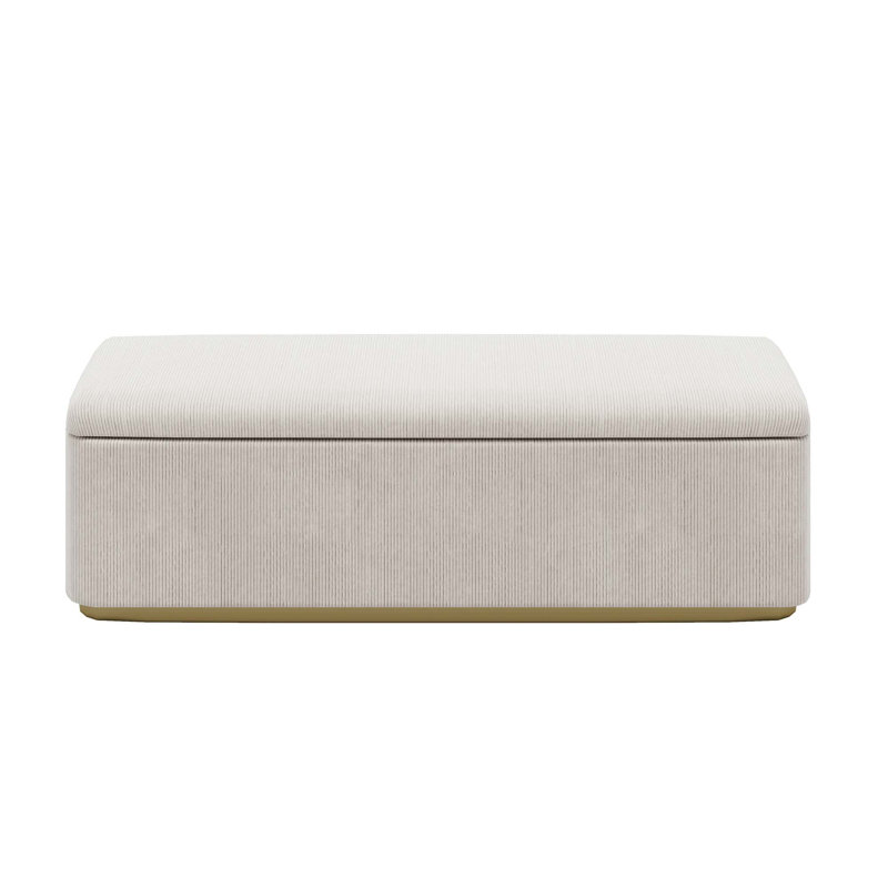 Banc de rangement rembourré en velours côtelé, Gris clair