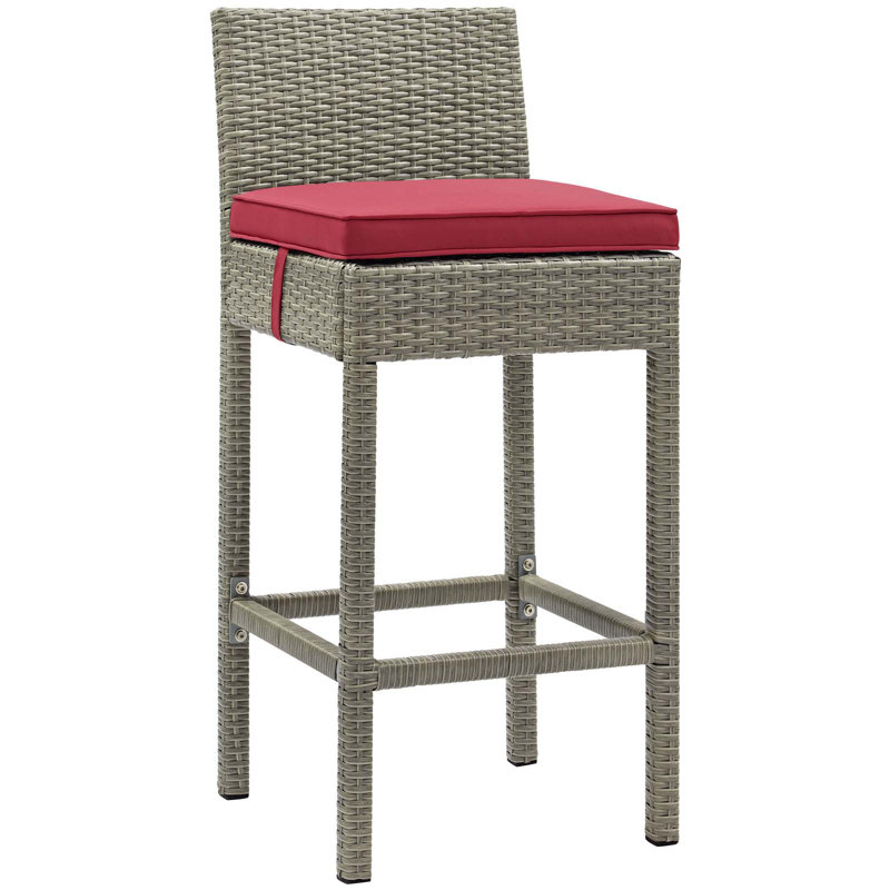 Ensemble de 4 tabourets de bar Conduit, Rouge, Velours gris pâle