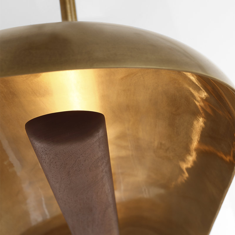 Anne-Marie Barton Remi 60" Linear Pendant, Mottled Brass and Warm Walnut