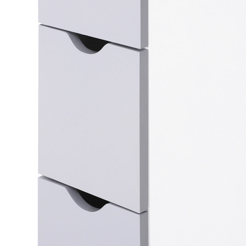 Tour de rangement blanche pour linge de salle de bain - 137 cm de hauteur avec 2 tablettes et tiroirs, organisateur latéral étroit et peu encombrant pour ranger les essentiels de toilette, tiroirs de rangement, format compact