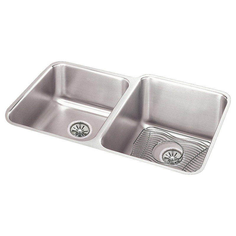 Lustertone 31.25" L x 20.5" W Double Basin Undermount Kitchen Sink Kit