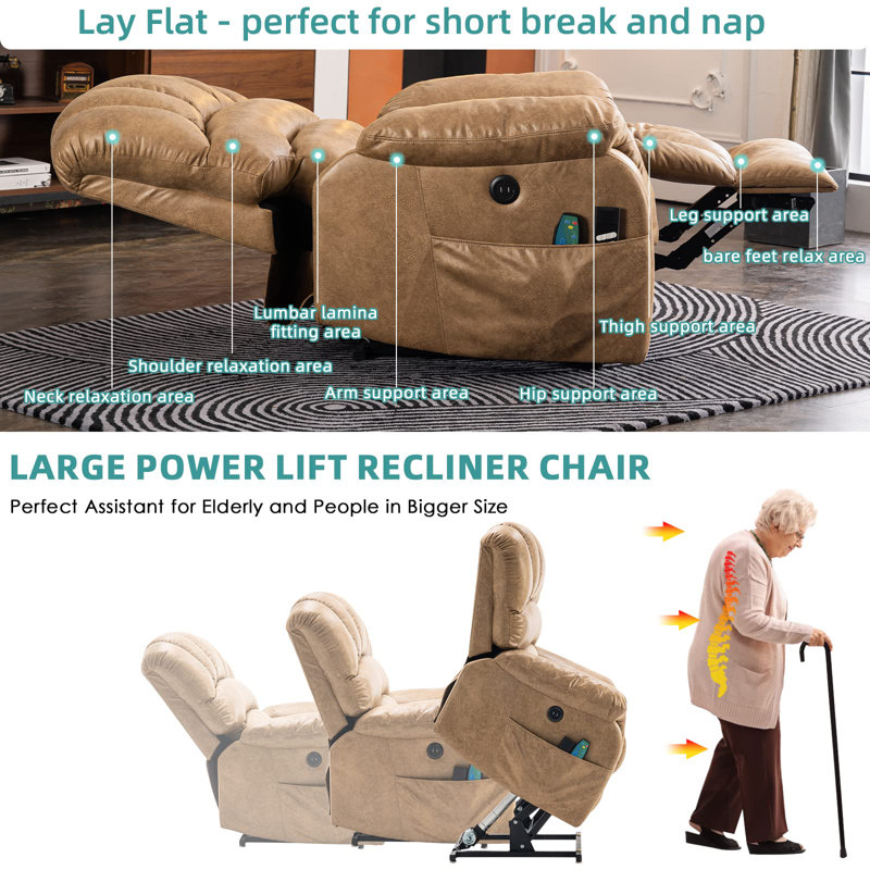 Fauteuil de massage inclinable électrique chauffant Hawking, Microfibre / microsuède sable