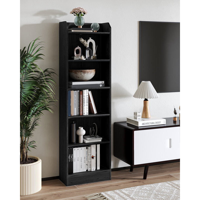 Bookcase, 6-Tier/7-Tier Narrow Tall Bookshelf, Wooden Bookshelf with Adjustable Shelf, Open Storage Shelf for Bedroom, Living Room, Home Office 