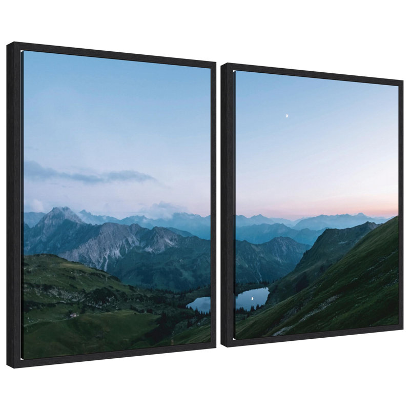 «Moonrise Over the Mountain Lake», ensemble d'art sur toile encadré par Michael Schauer