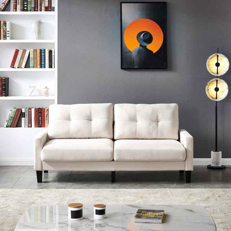 Mampre 191Cm Square Arm Sofa, Cream