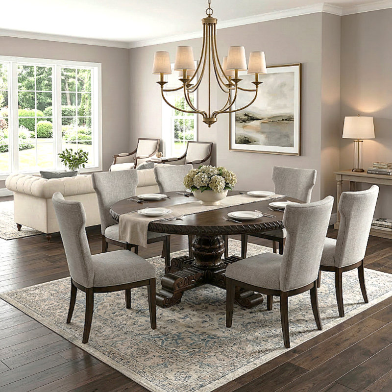 Fontainebleau Round Solid Wood Dining Table,  54" W x 54" L
