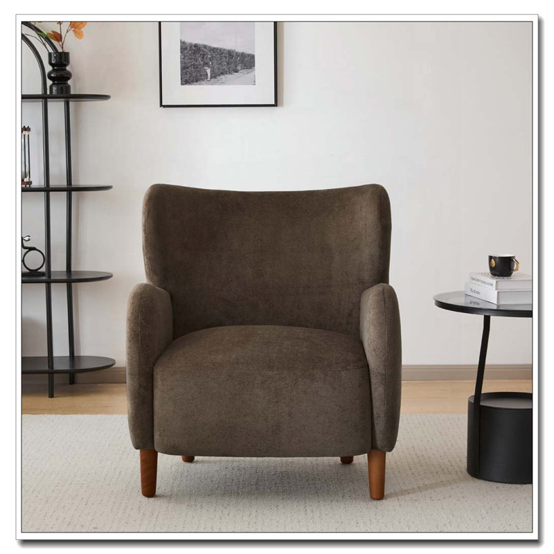 Velvet Upholstered Wingback Club Chair