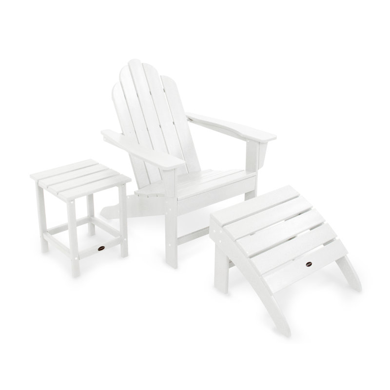 POLYWOOD Long Island Adirondack 3-Piece Set, White