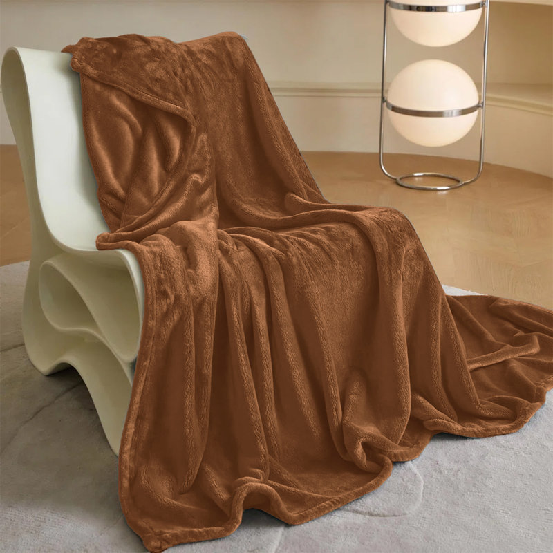  Couverture en molleton doux - Doux, chaud, lit / jeté, Grand (90 x 90), Café