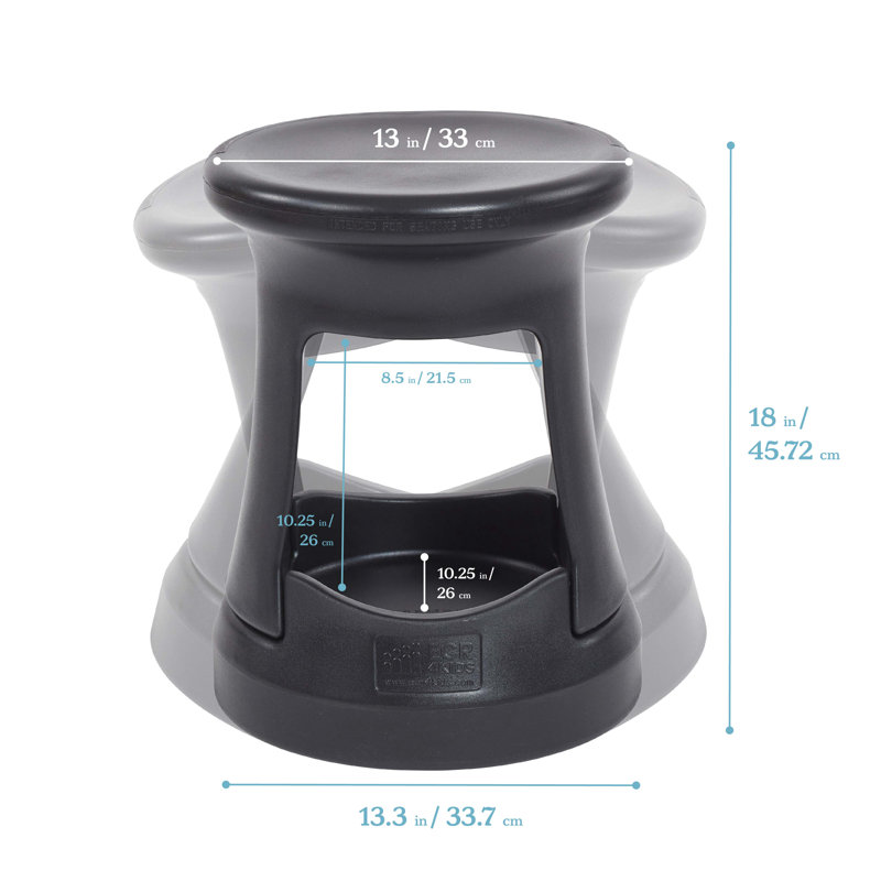 Tabouret de rangement actif ECR4Kids, siège 18 po, mobilier pour enfants, Noir