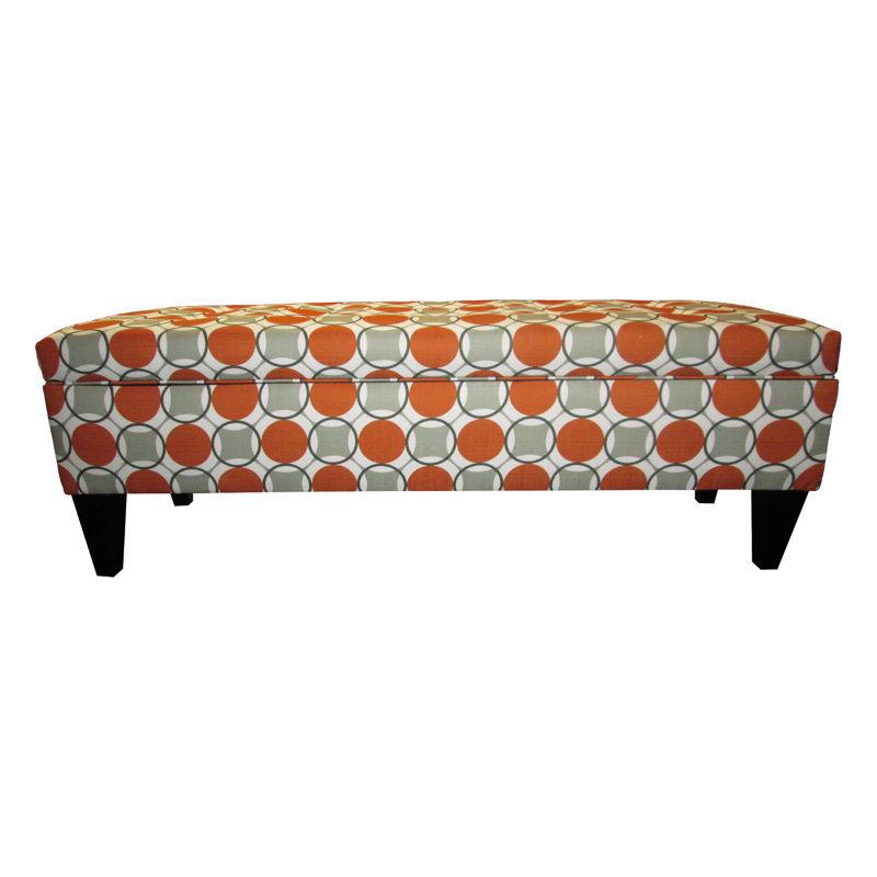 Banc de rangement rembourré Regis, Orange / gris / géométrique