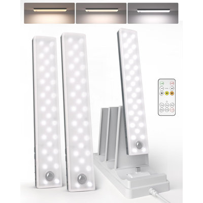Détecteur de mouvement sans fil à 3 lumières avec télécommande et base de chargement