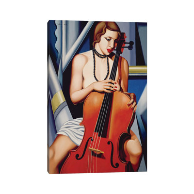 Woman With Cello by Catherine Abel - Wrapped Canvas Painting