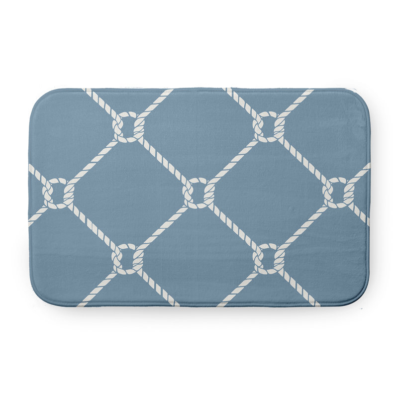 Tapis de bain Nautical Nights, L 17 po x L 24 po, Bleu