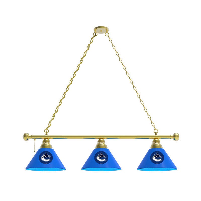 3 - Light Pool Table Lights Pendant, Brass, Vancouver Canucks