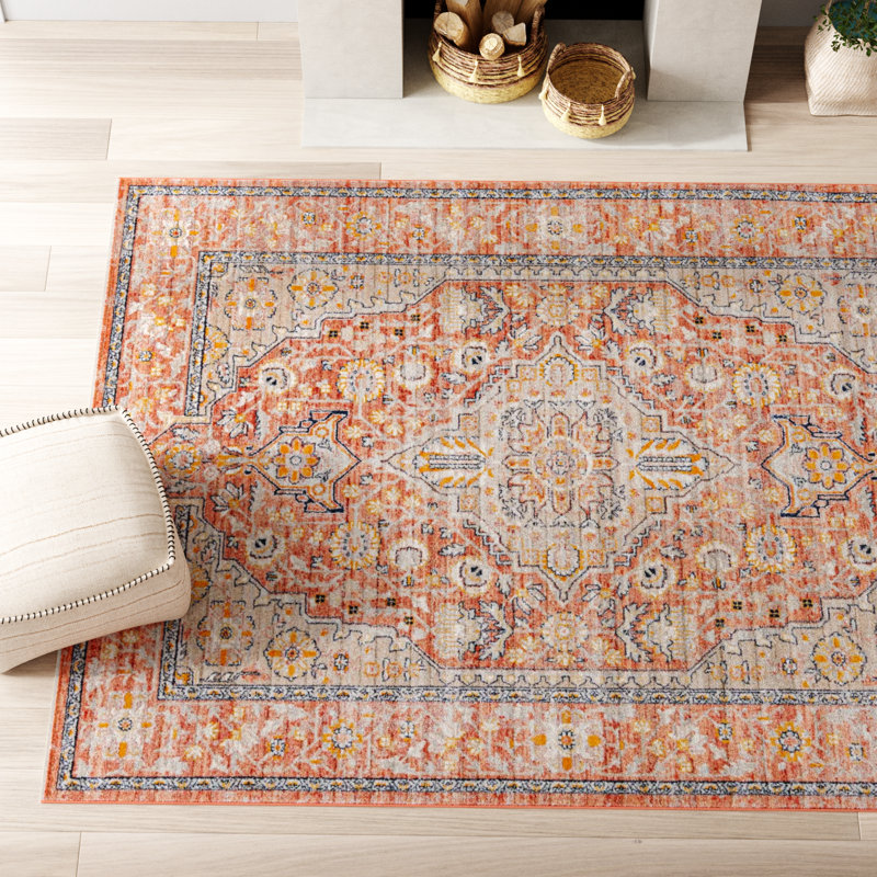 Alkire Oriental Area Rug, Rectangle 7'10" x 10'2", Brick Red