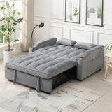 3 In 1 Convertible Sleeper Sofa Bed,Modern Velvet Loveseat Futon Sofa Couch W/Pullout Bed,Small Love Seat Lounge Sofa With Adjustable Backrest,Toss Pillows,Pockets