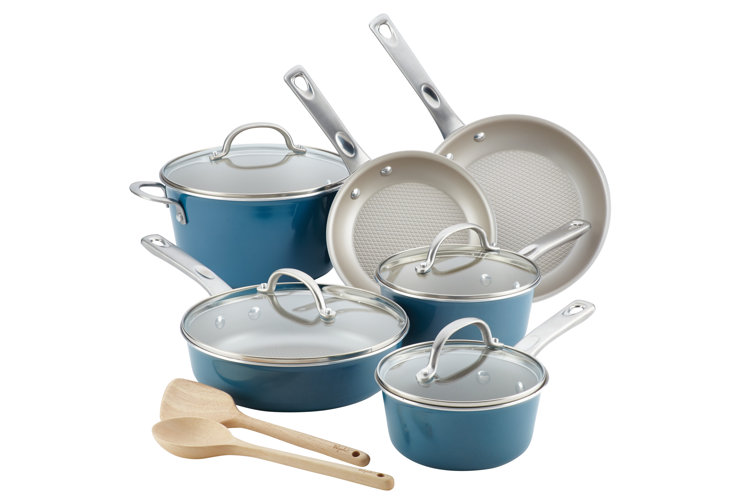 Epicurious 11-Piece Nonstick Drizzle Grey Cookware Set 