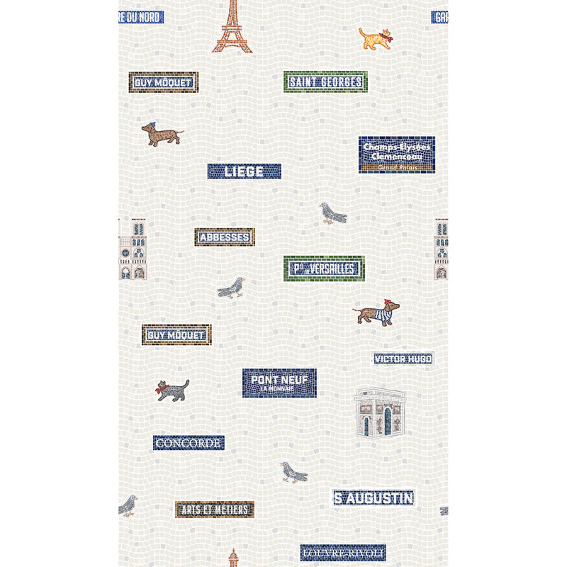 Friendly Critters of Paris, Light Gray Tiles