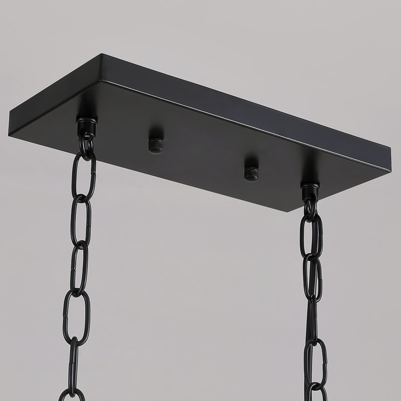 Lustre rectangulaire en bois massif à 5 lumières à intensité variable