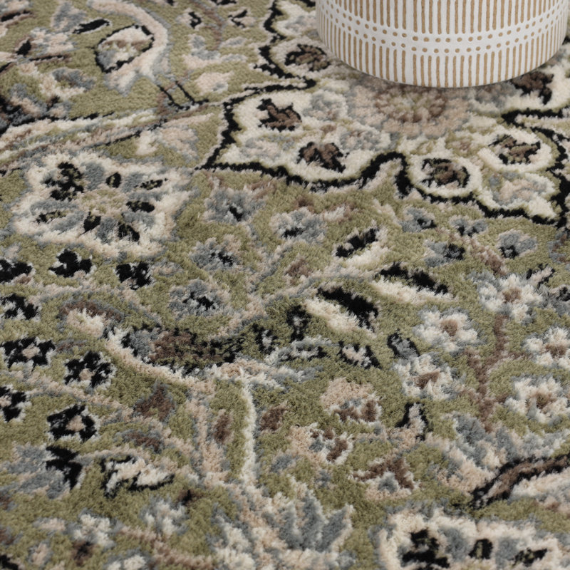 Centerburg Floral Medallion Polypropylene Indoor Area Rug, Runner 2'7" x 8'