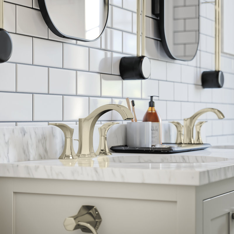 Locarno Widespread Bathroom Faucet with Drain Assembly, Polished Nickel