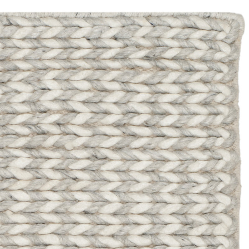 Tapis en laine / viscose tissé à la main Natura en argent / ivoire, Rectangle 6 pi x 9 pi
