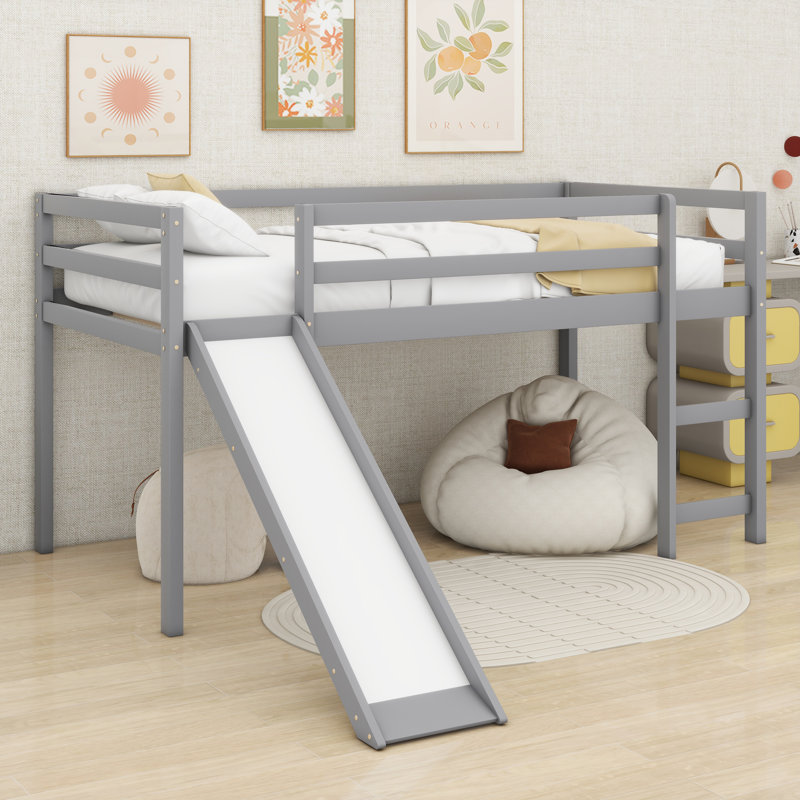 Lit mezzanine simple Jayci Kids, gris