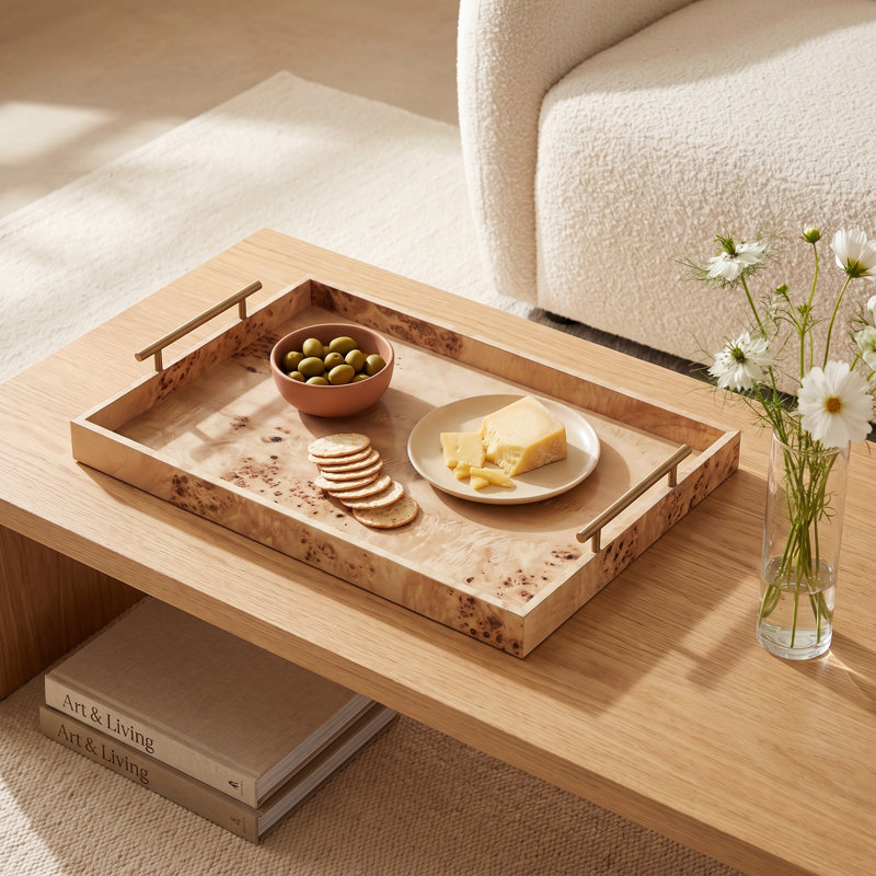 Clouet Rectangular Burl Wood Tray