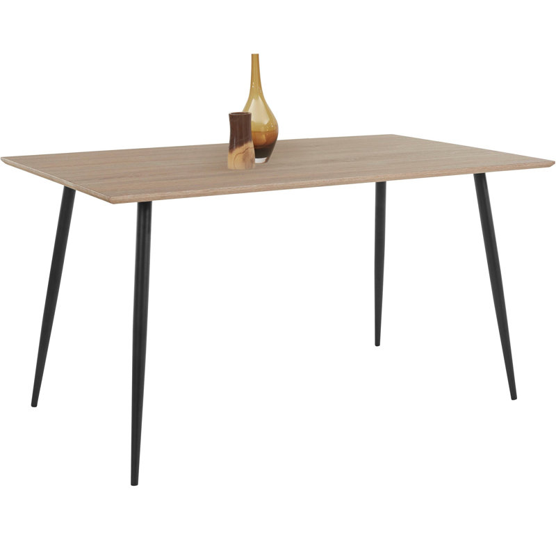 Dejean Metal Base Dining Table, Oak