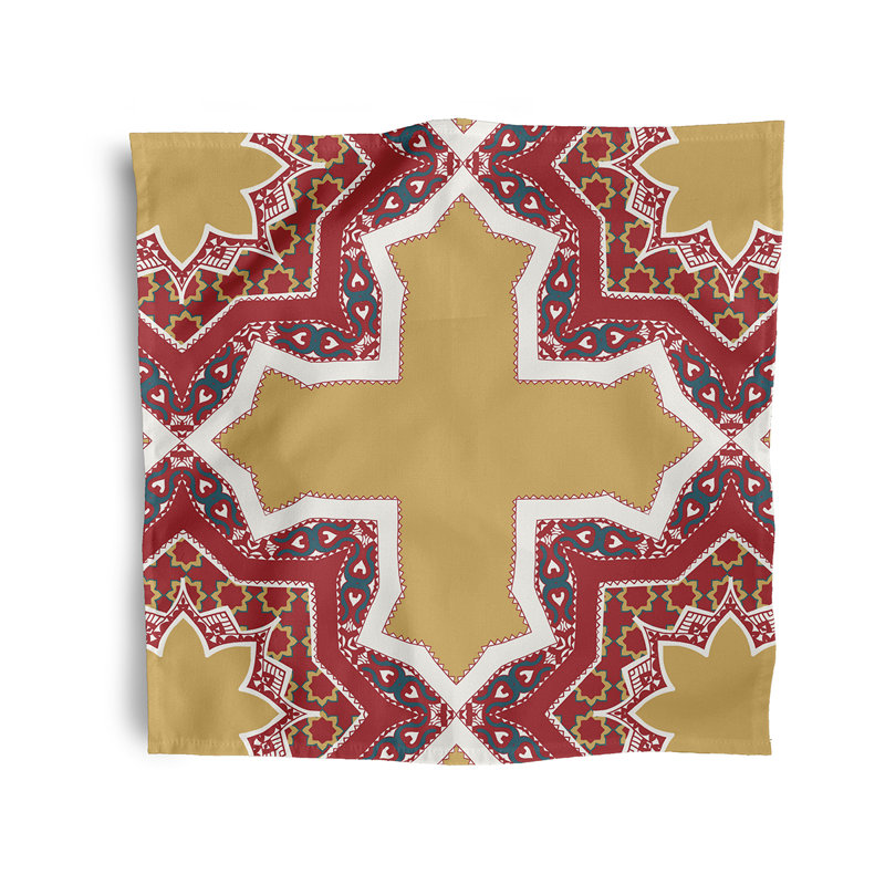 Artai Polyester Geometric Square Napkin, Yellow