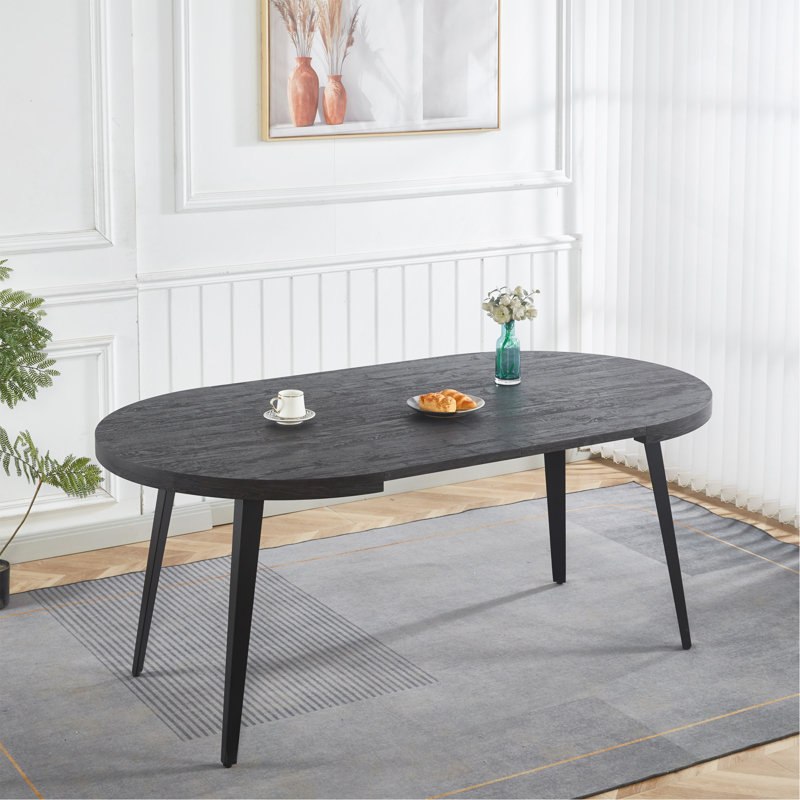 Table extensible, table de salle à manger, pieds en métal, plateau en panneau de fibres à densité moyenne, 100/140 / 180X100x75cm