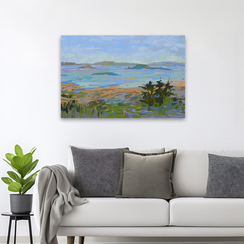 Îles au large du continent - Art des paysages côtiers, H 32 po x l 48 po