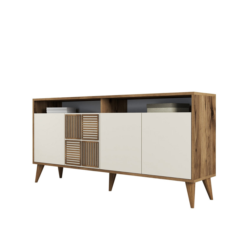Adrius Console Table, 78.6 H x 160 W x 35 D cm, Walnut, Cream