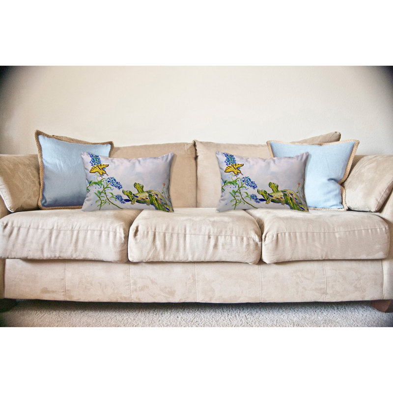 Turtles and Butterfly Turtles and Butterfly Indoor/Outdoor Throw Pillow