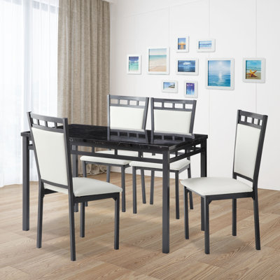 Jaffrey 4 - Person Marble Top Four Leg Dining Set