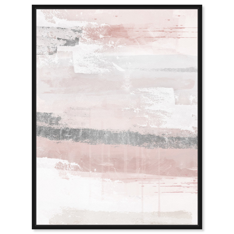 Éléments sophistiqués rosés - peinture, Toile avec cadre noir, H 24 po x l 20 po