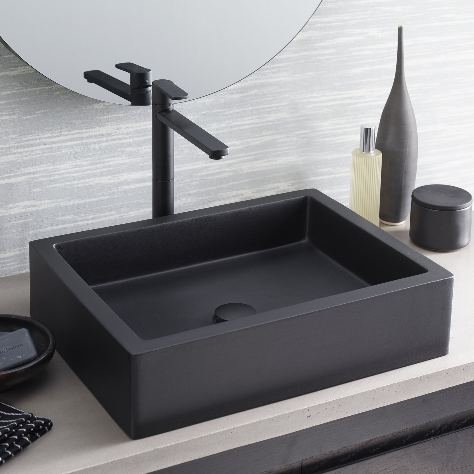 NativeStone Nipomo Dual-Mount Concrete Sink, Charcoal