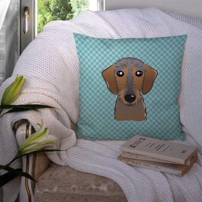 Coussin décoratif intérieur/extérieur à poils de damier teckel