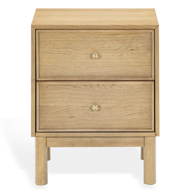 Orion 2 Drawer Wood Nightstand, Brown Oak