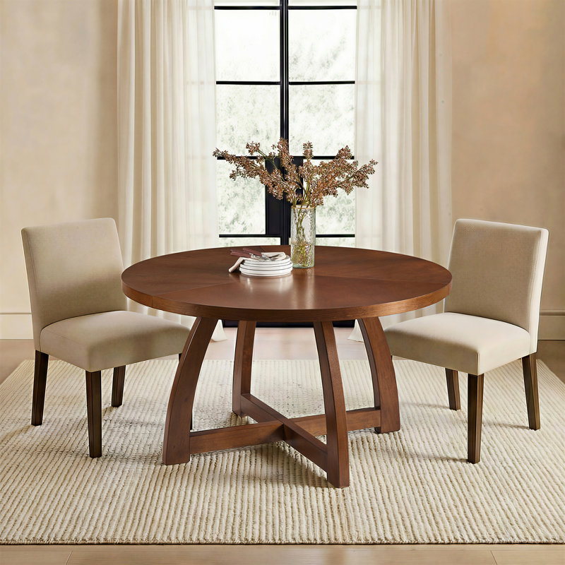 Allijah 54" Solid Wood Round Dining Table, Walnut