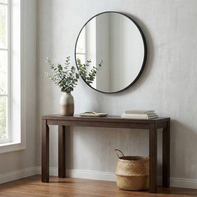 Opra Mirror, Round 24" with Brushed Black Metal Frame