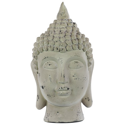 Fiberstone Buddha Head with Pointed Ushnisha Dark Beige