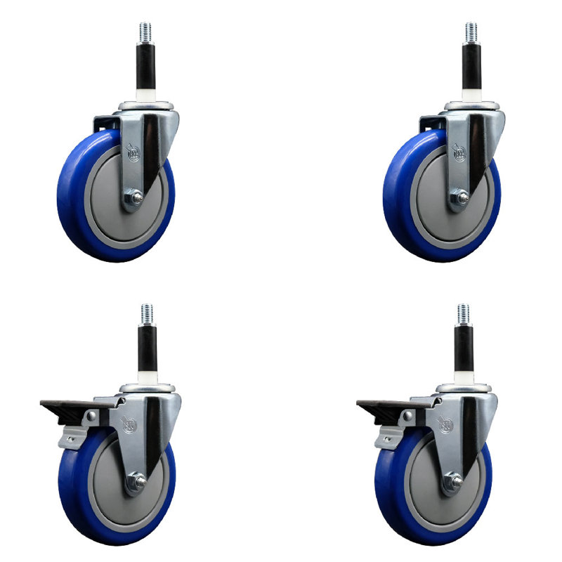 Ensemble de roulettes extensibles en poly sur roues pivotantes 7/8 pouces 2 freins SCC
