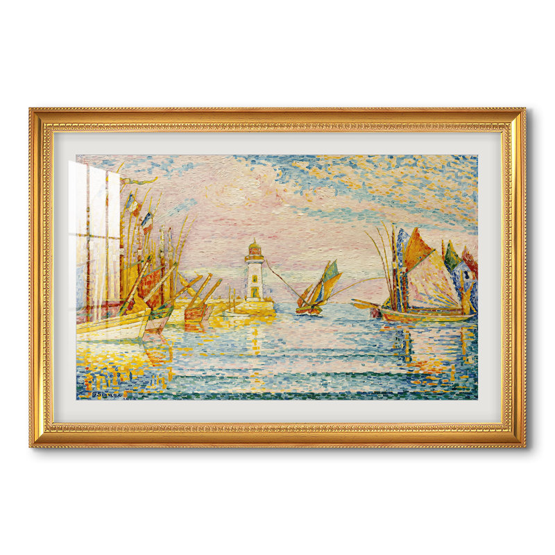 Le Phare de Groix, 1925 - Paul Signac - Reproduction encadrée sur mesure, 28 po x 40 po, Or florentin perlé