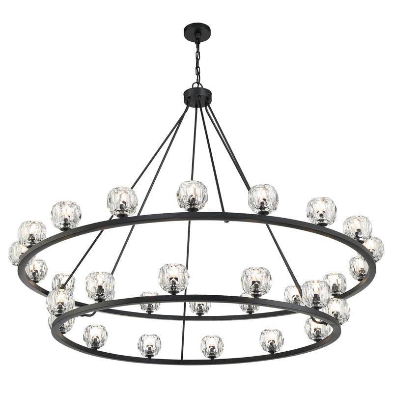 Lustre noir mat 30 lumières Rashana