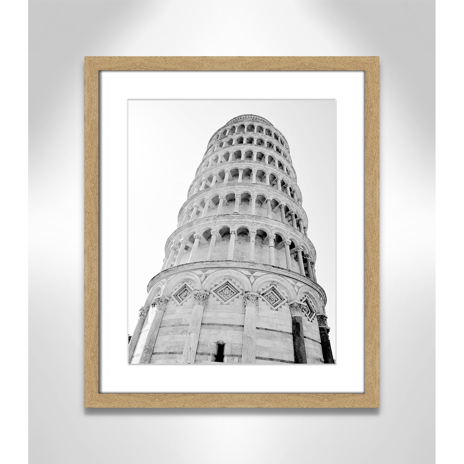 Iconic City Collection "Pisa" Print by Natalie Carpentieri, Natural Single Picture Frame, Yes, 19" H x 16" W x 1.25" D