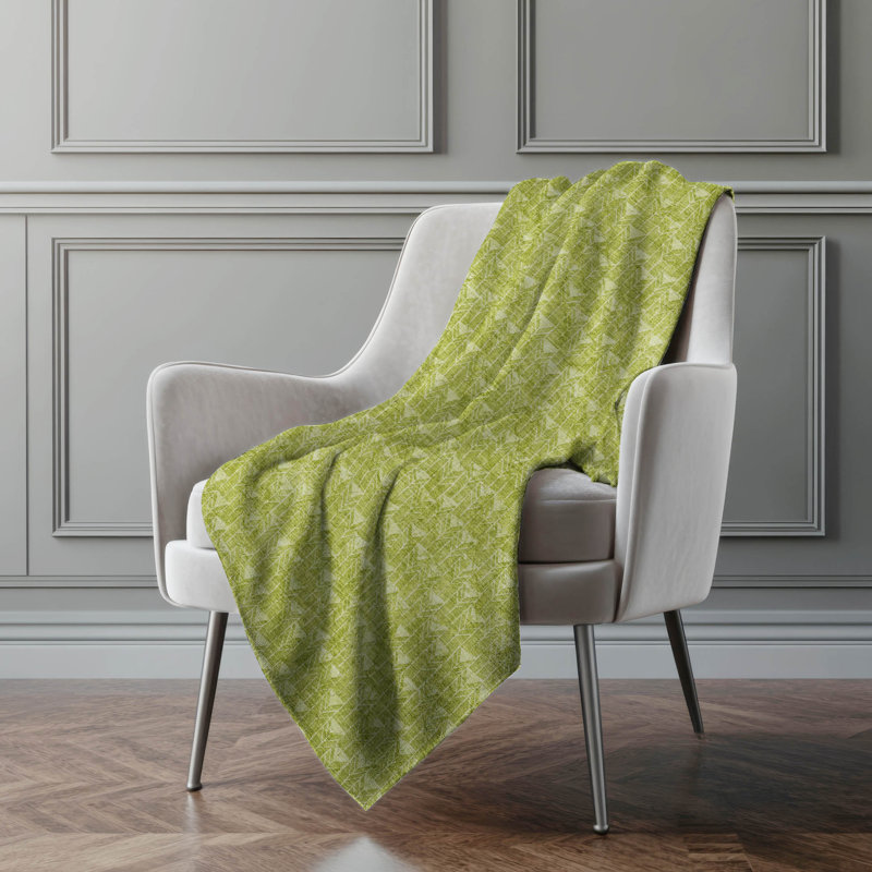 Addison Machine Washable Sherpa Throw Blanket, Aloe Geometric