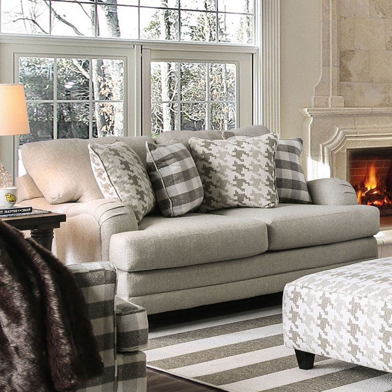68.4" W Transitional Loveseat, Light Gray